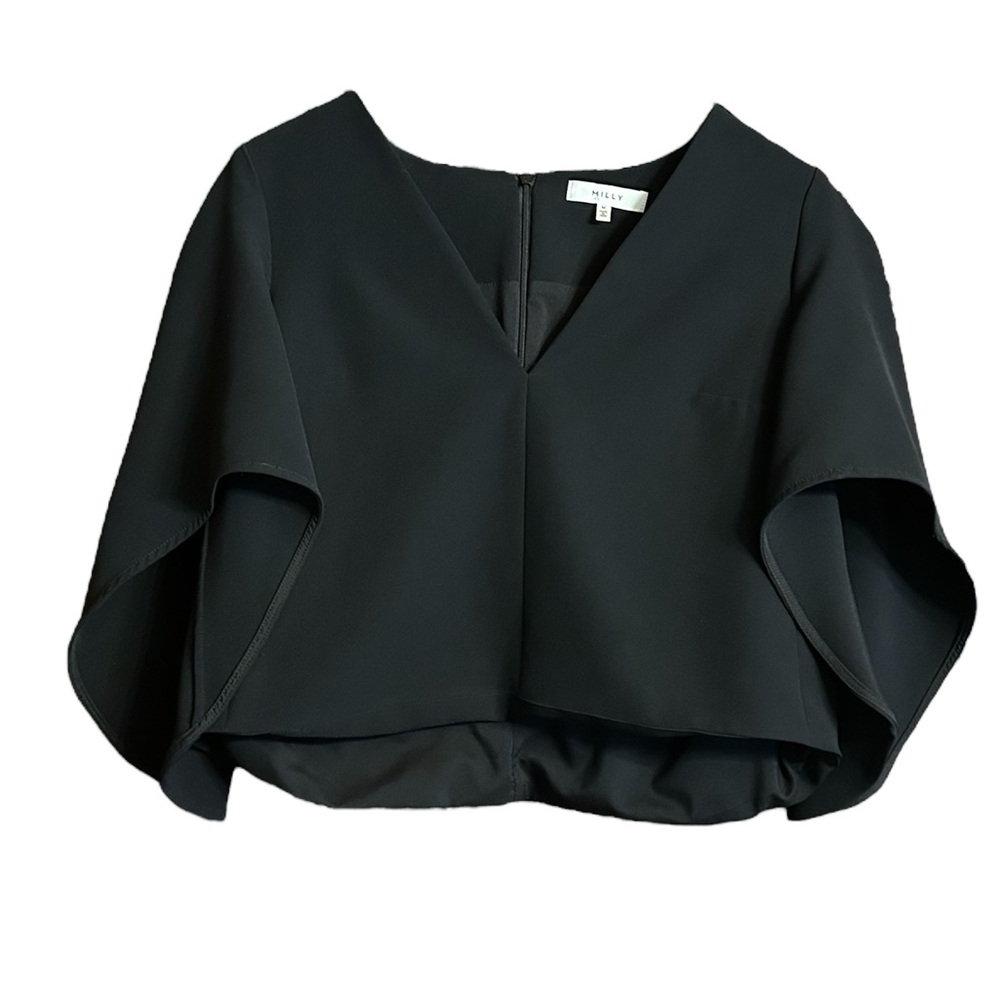 Milly Cascade Beetle Black Crop Top Size Medium - Picture 2 of 10